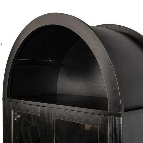 Modern Fluted Tall Arched Adjustable Shelf Pantry Cabinet - Omega Lifestyles