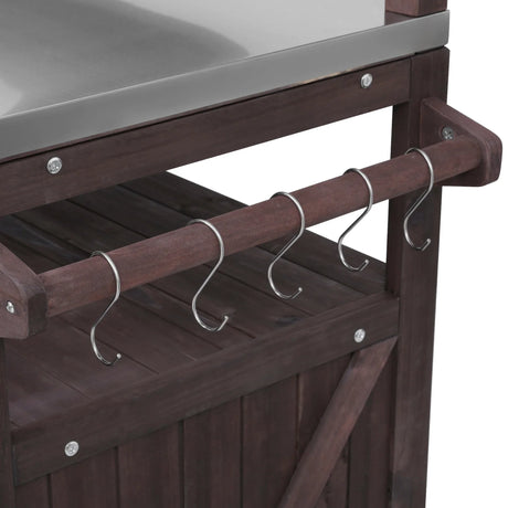 Outdoor Kitchen Island Solid Fir Wood Raised Shelf Cart - Omega Lifestyles