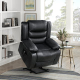 Power Lift Recliner Chair Black Faux Leather Upholstery