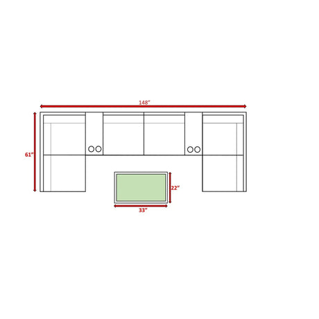 Outdoor Gray HDPE Wicker 9-Piece Seating Group With Cushions - Omega Lifestyles
