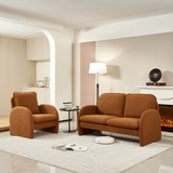 Sherpa Fabric Plush Foam Cushion Loveseat Sofa - Omega Lifestyles