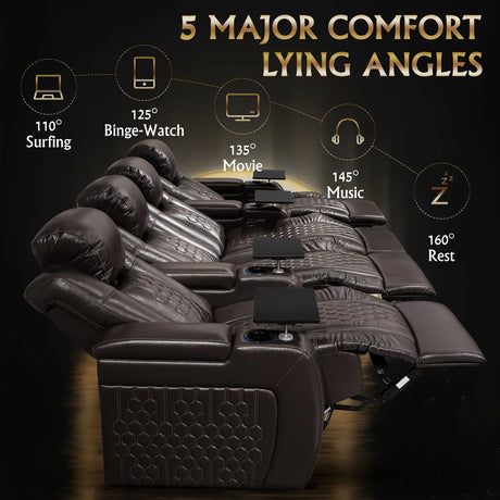 Top-Grain Nappa Leather Power Recliner With RGB Lighting - Omega Lifestyles