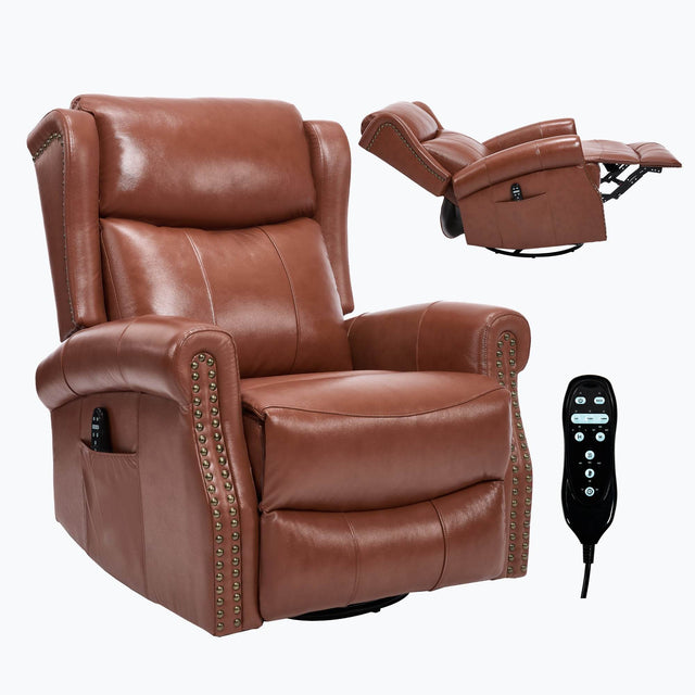 Genuine Leather Medium-Firm Massage Recliner Chair - Omega Lifestyles