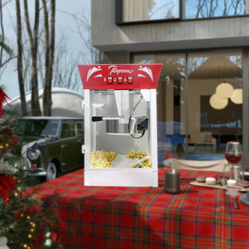 Commercial 12-Ounce Stainless Steel Popcorn Maker With Glass - Omega Lifestyles