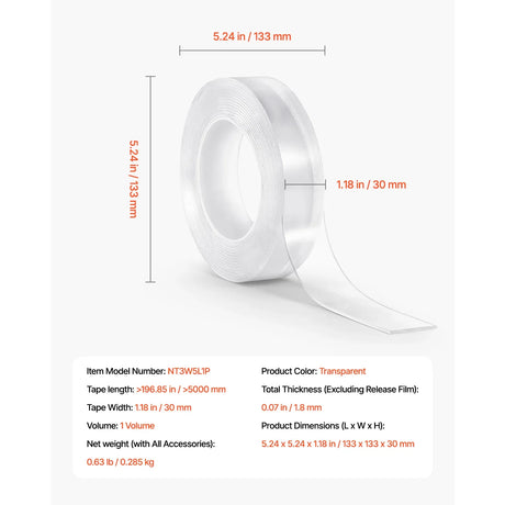 Heavy Duty Clear Nano Mounting Double Sided Tape - Omega Lifestyles