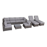 9-Piece Modular Grey Rattan Wicker Patio Seating Set - Omega Lifestyles