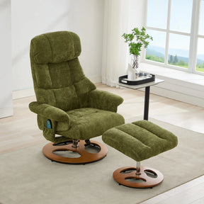 Soft Chenille Recliner Chair With Ottoman And Massage - Omega Lifestyles
