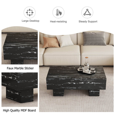 Modern Black Patterned MDF Rectangular Coffee Table - Omega Lifestyles