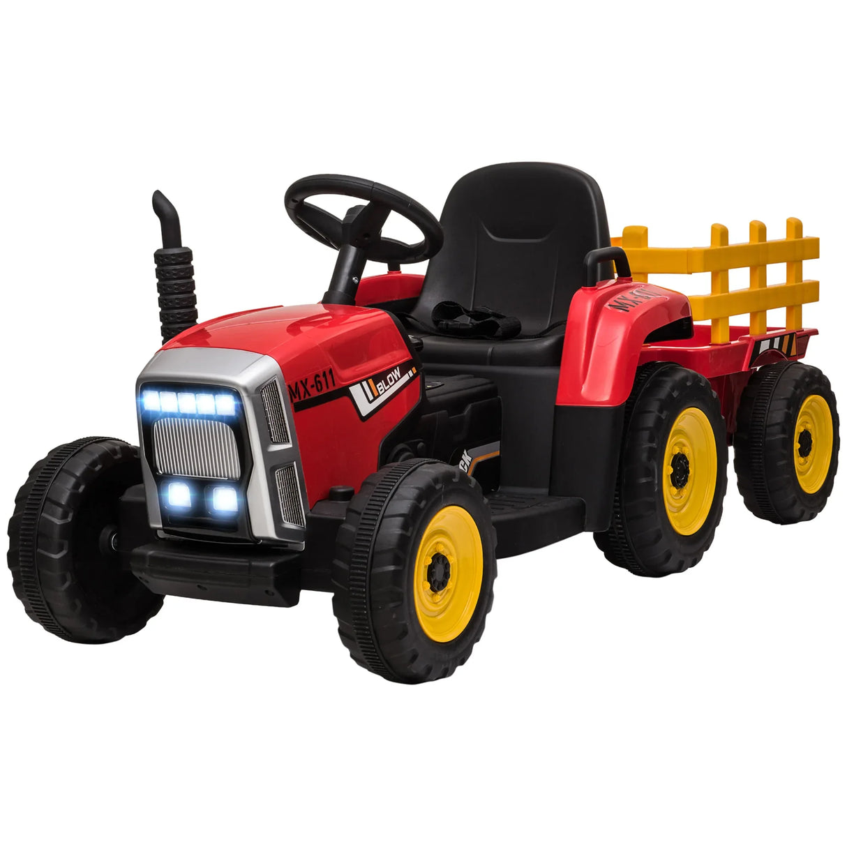 12V Battery Powered Kids Ride-On Tractor With Trailer - Omega Lifestyles