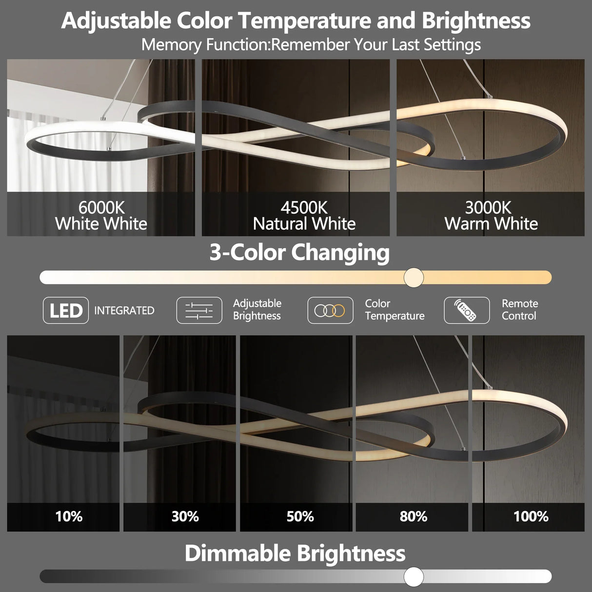 Modern LED Pendant Light Infinity Design Adjustable Height - Omega Lifestyles