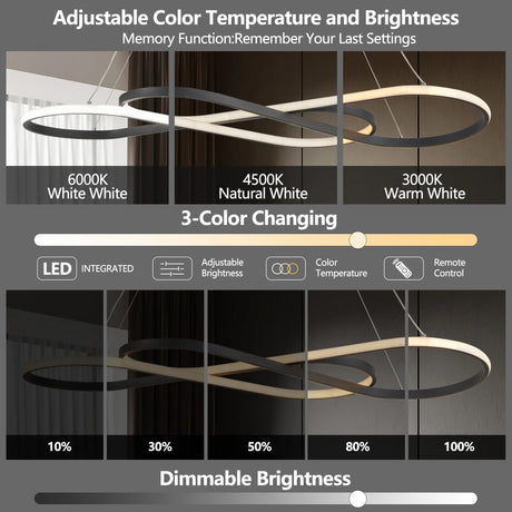 Modern LED Pendant Light Infinity Design Adjustable Height - Omega Lifestyles