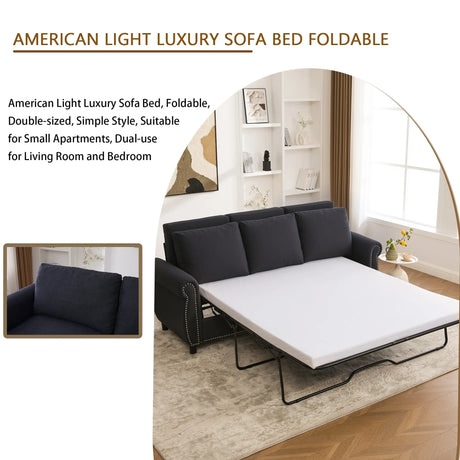 Modern Linen 2-in-1 Sleeper Sofa Bed With Memory Foam Mattress - Omega Lifestyles