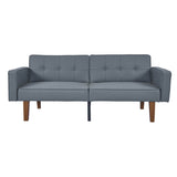 PU Fabric Gray 3-Seat Linen Upholstered Sofa - Omega Lifestyles
