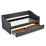 Twin Upholstered Tufted Daybed With Storage Drawers - Omega Lifestyles