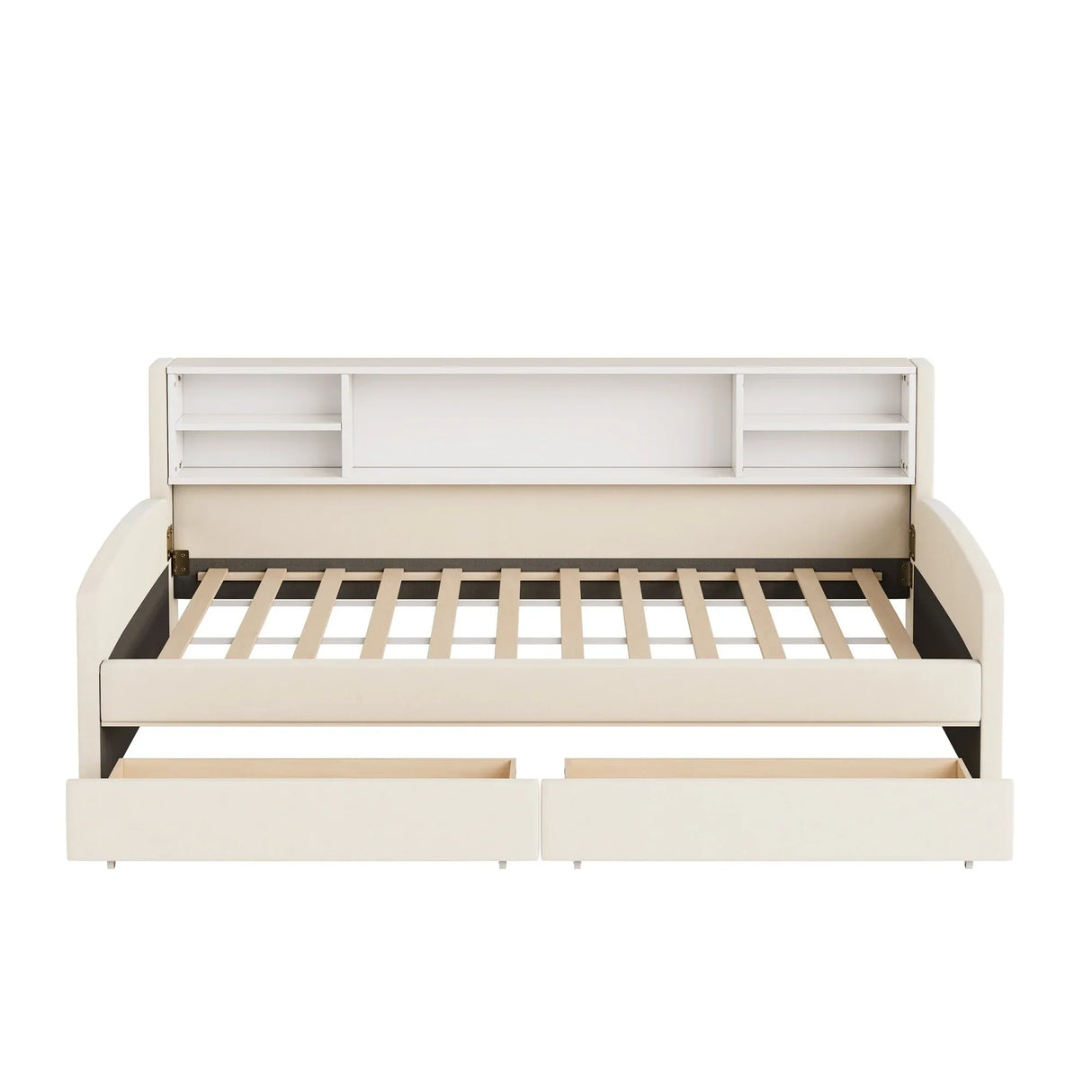 Twin Velvet Upholstered Platform Bed With Storage Drawers - Omega Lifestyles