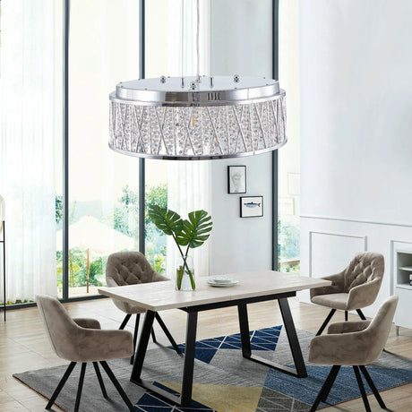 Modern Round Crystal Chandelier 19-Inch Flush Mount Light - Omega Lifestyles