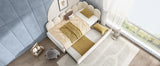 Beige Velvet L-Shaped Twin Daybed With Pull-Out Trundle - Omega Lifestyles