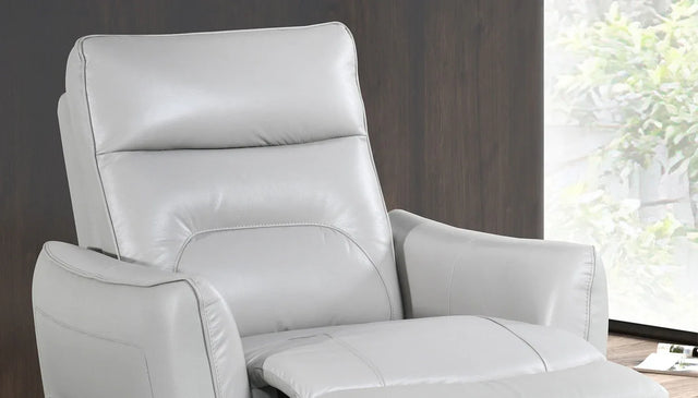 Contemporary Taupe Leather Match Single Power Recliner - Omega Lifestyles