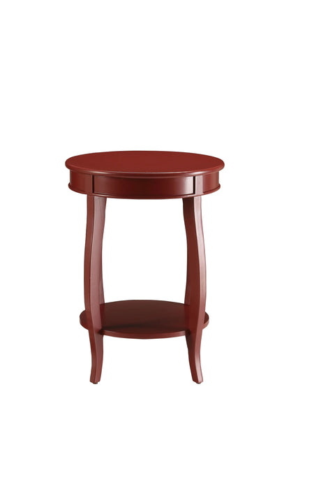 Red Synthetic Wood Accent Round Leg Storage Table - Omega Lifestyles