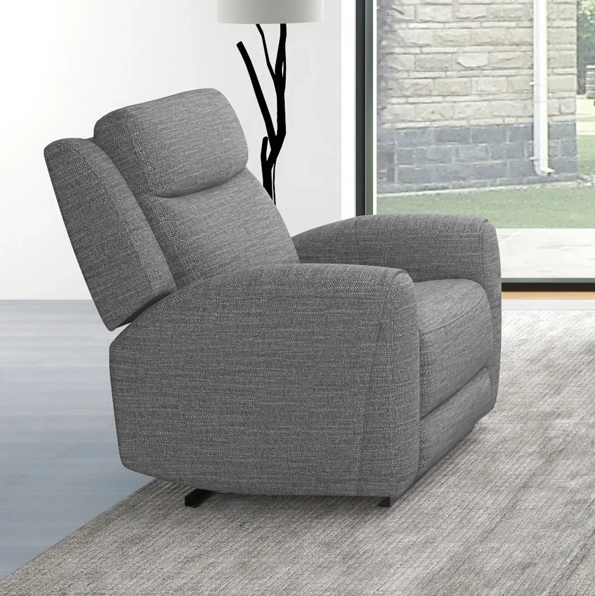 Contemporary Manual Recliner High Density Foam Gray Seating - Omega Lifestyles