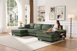 Modern Convertible U-Shaped Corduroy Fabric Sofa - Omega Lifestyles