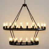 Matte Black Iron Wagon Wheel Farmhouse Chandelier 47-Inch - Omega Lifestyles