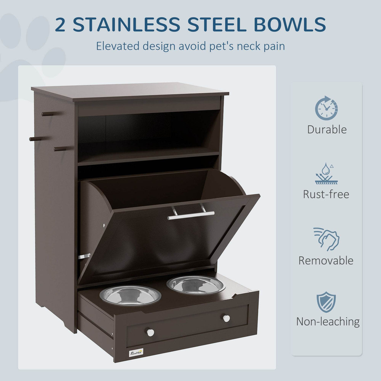 Pet Feeder Station With Storage Cabinet And Raised Bowls - Sleep Galleria