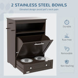 Pet Feeder Station With Storage Cabinet And Raised Bowls - Sleep Galleria
