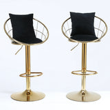 Set Of 2 Black Velvet Adjustable Height Bar Chairs - Omega Lifestyles