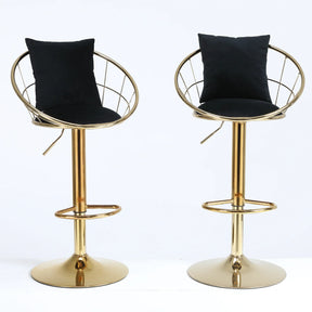 Set Of 2 Black Velvet Adjustable Height Bar Chairs - Omega Lifestyles