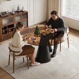 35-Inch Round Tempered Glass Metal Base Dining Table - Omega Lifestyles