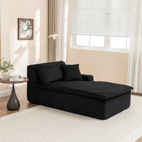 Corduroy Foam Left Armrest Chaise Lounge Chair - Omega Lifestyles