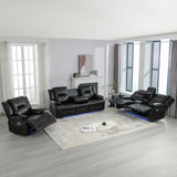 Manual Black Leather Gel Recliner Chair With LED Light Strip - Omega Lifestyles