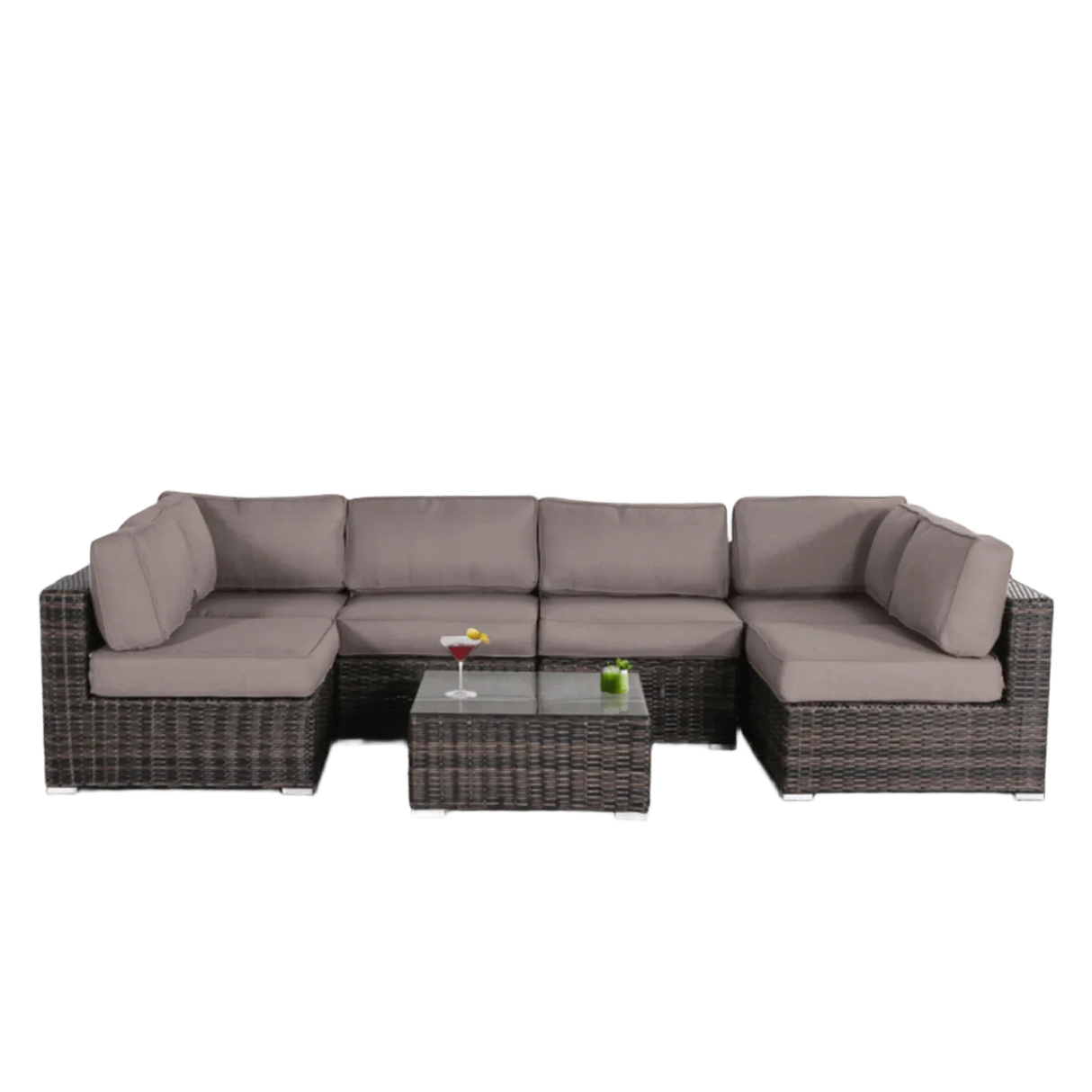 7-Piece Modern Weather-Resistant Wicker Outdoor Conversation Set - Omega Lifestyles