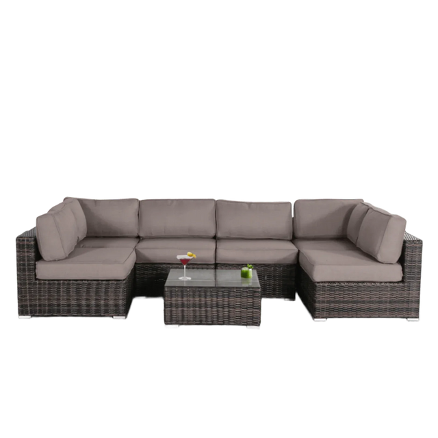 7-Piece Modern Weather-Resistant Wicker Outdoor Conversation Set - Omega Lifestyles