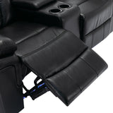 Manual Recliner Chair Faux Leather With Storage Cup Holders LED - Omega Lifestyles