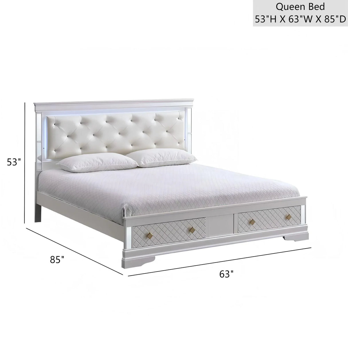 Queen Wood Veneer Bed Frame With Tufted Upholstered Headboard - Omega Lifestyles