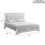 Queen Wood Veneer Bed Frame With Tufted Upholstered Headboard - Omega Lifestyles