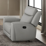 Transitional Light Gray Leather Manual Recliner Chair - Omega Lifestyles