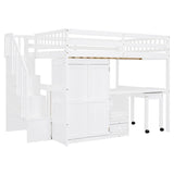 Full Full Size Loft Bed With Stairs Desk And Storage - Omega Lifestyles