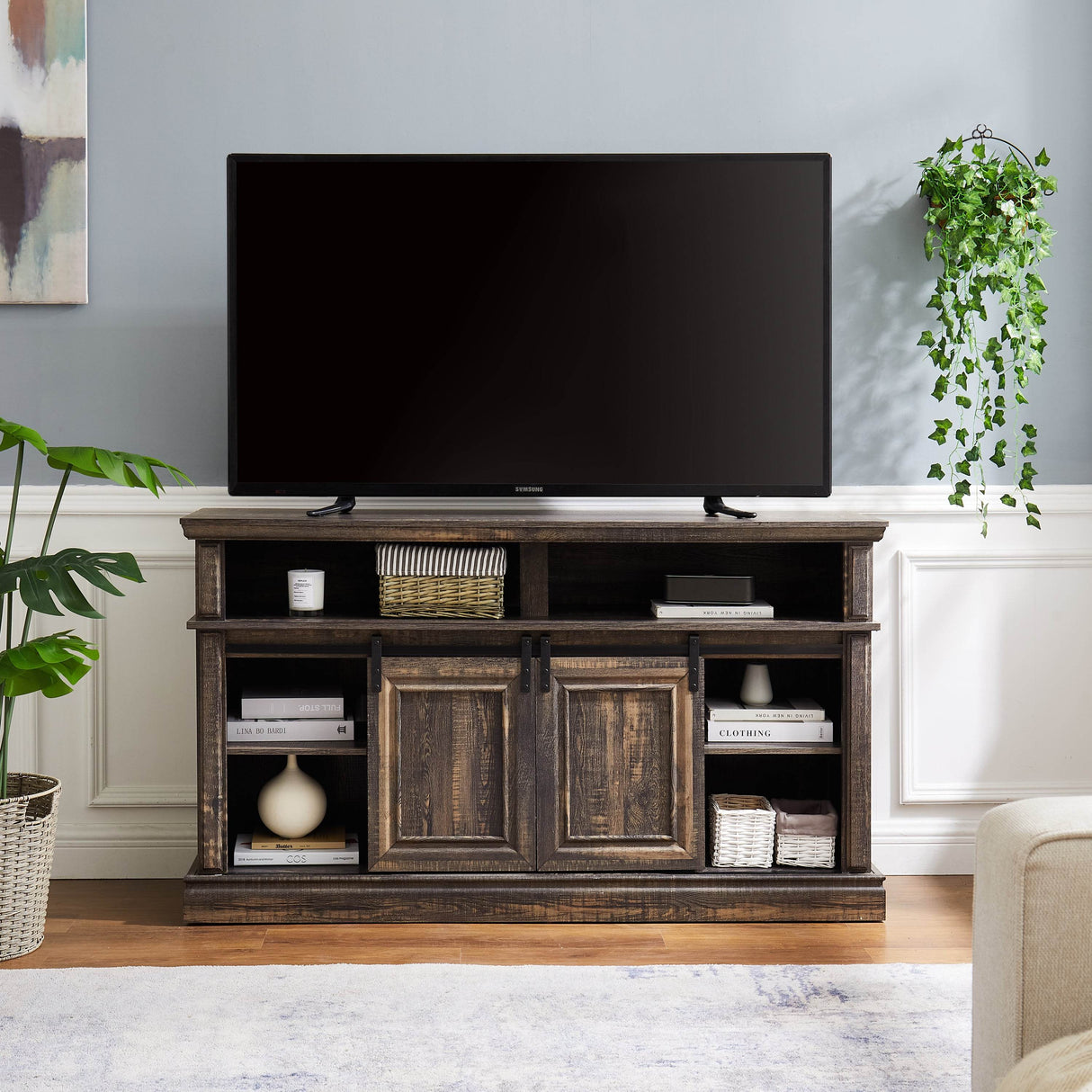 Antique Brown Mid Century Media Console TV Stand - Sleep Galleria