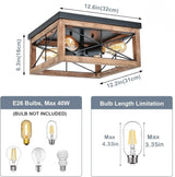 Farmhouse 4-Light Wood Metal Flush Mount Lighting - Omega Lifestyles