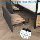 Twin Metal Bed Frame With Upholstered Headboard Charging - Omega Lifestyles