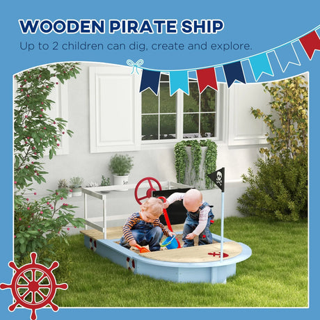 Wooden Pirate Ship Design Kids Sandbox Playset - Omega Lifestyles