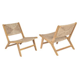 Set of 2 Acacia Wood Light Teak Outdoor Lounge Chairs - Omega Lifestyles