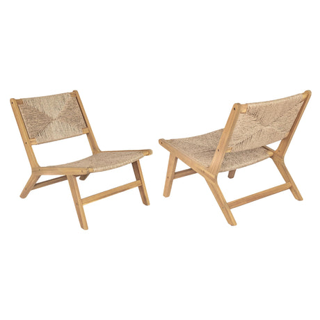 Set of 2 Acacia Wood Light Teak Outdoor Lounge Chairs - Omega Lifestyles
