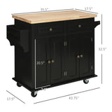 Mobile Kitchen Island Cart With Rubberwood Top And Drawers - Omega Lifestyles
