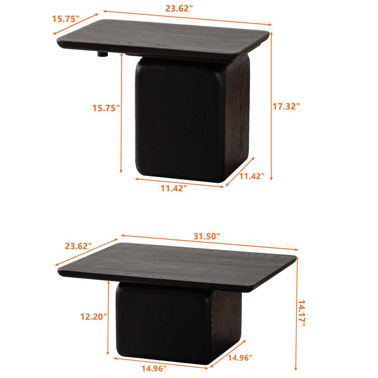 Set Of 2 Vintage Style Square Wood Grain Coffee Tables - Sleep Galleria