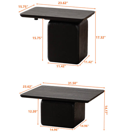 Set Of 2 Vintage Style Square Wood Grain Coffee Tables - Sleep Galleria