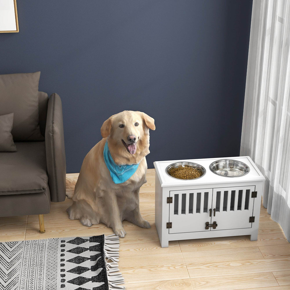 Elevated Dog Bowl Stand With Storage Cabinet - Sleep Galleria